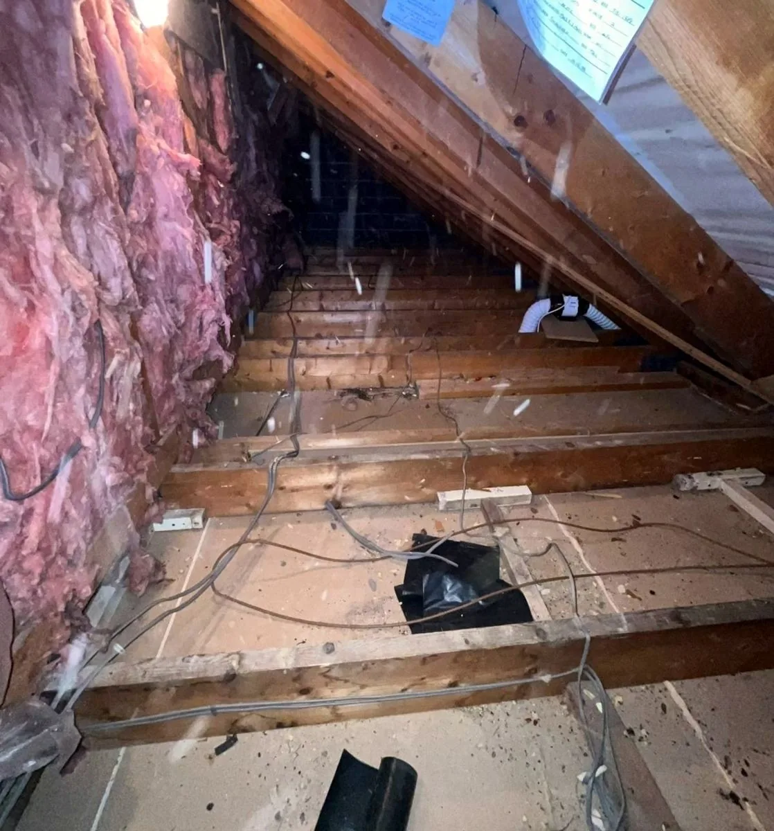 County Durham loft stripped back to the joists before new insulation and boarding