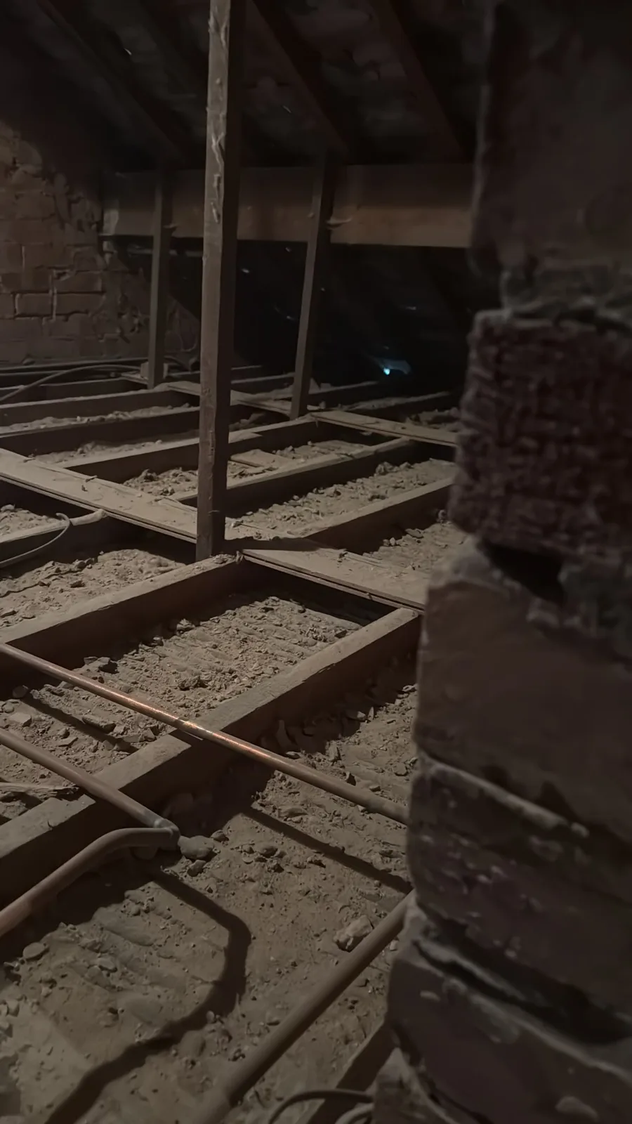 Garstang loft cleared back to the joists after old insulation was removed