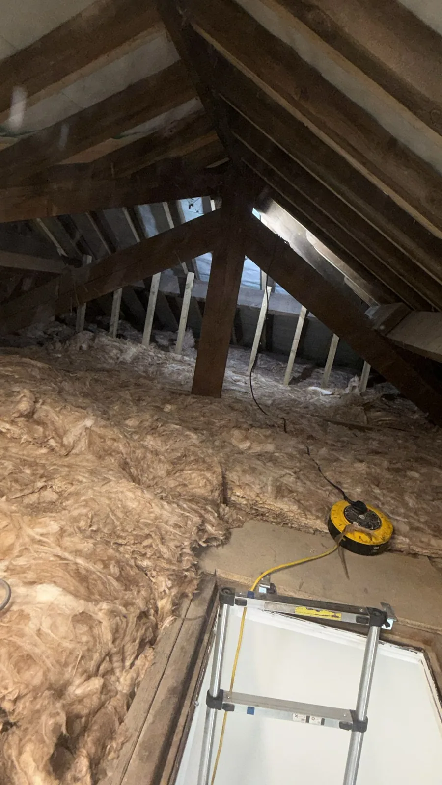 Finished Huddersfield loft insulation around the loft hatch with ladder
