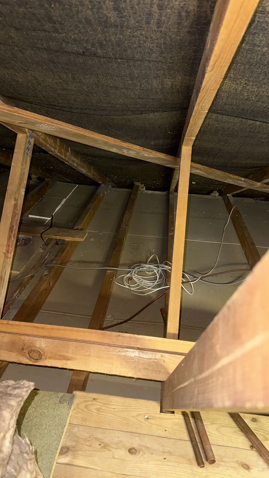 Sandbach loft cleared back to the joists and ceiling boards during loft insulation removal