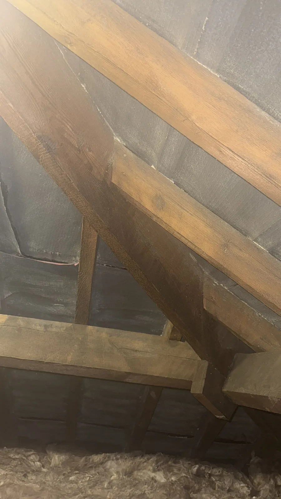 Roof timbers cleaned of open cell spray foam in a Beverley loft